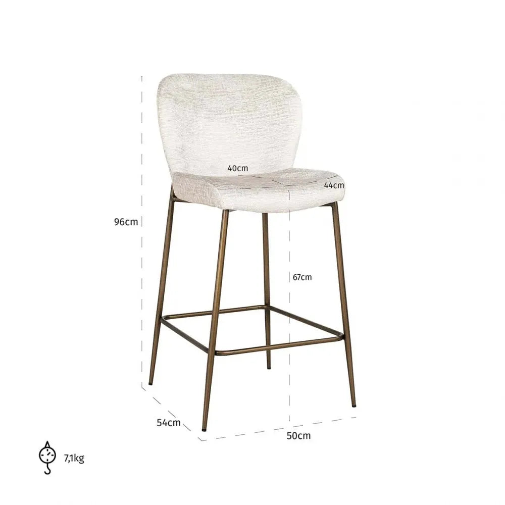 Scaun de insula tapitat cu Stofa Crem cu picioare din Metal Alama H96xL50xA54cm Darby Richmond Interiors