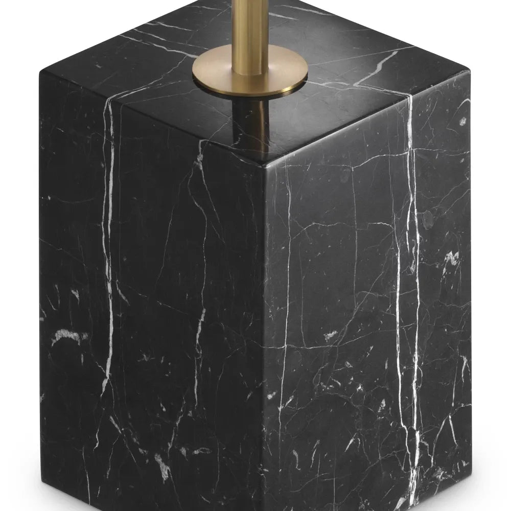 Masuta de colt rotunda cu blat din Otel inoxidabil si baza din marmura Alama/Negru D45xH62cm Cole