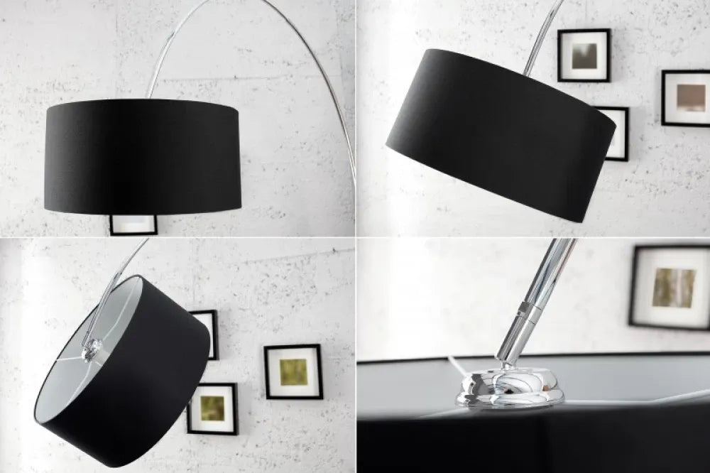Lampa de podea din Metal Argintiu si Textil Negru H170-200xL170-180cm Big Bow