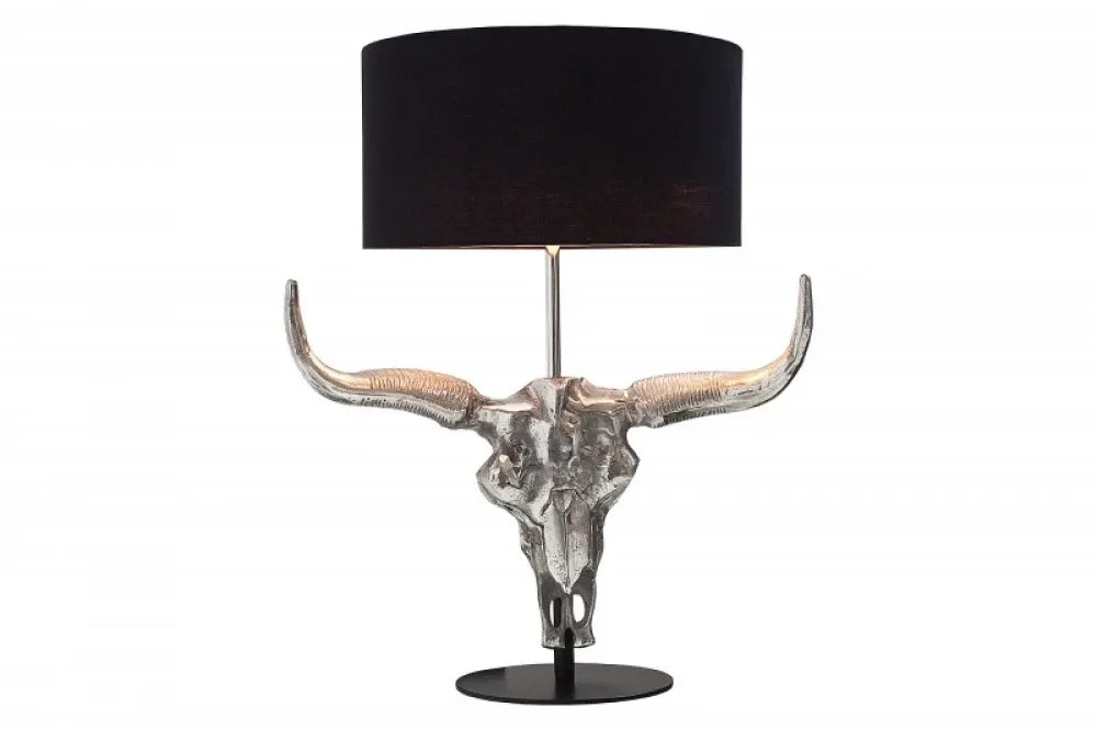 Veioza din Metal Argintiu si Textil Negru H68xL55cm El toro