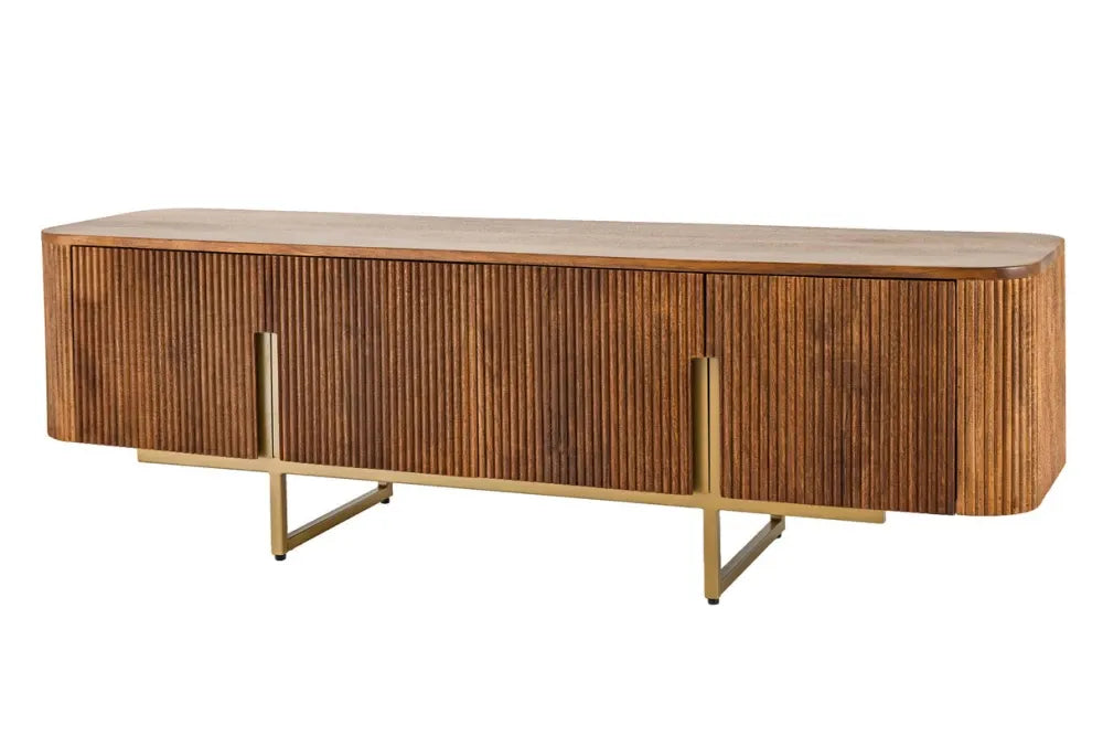 Comoda TV din Lemn de mango Maro si Metal Auriu L160xH50cm GATSBY