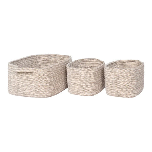 Set 3 cosuri depozitare din Bumbac Bej H12/13xL18/33cm Teixo