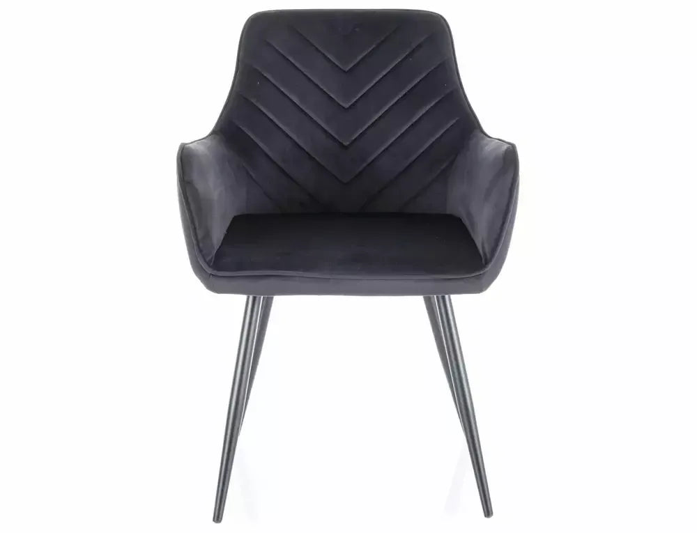 Scaun tapitat cu Catifea Negru cu picioare din Metal Negru H85xL57xA47cm Fig