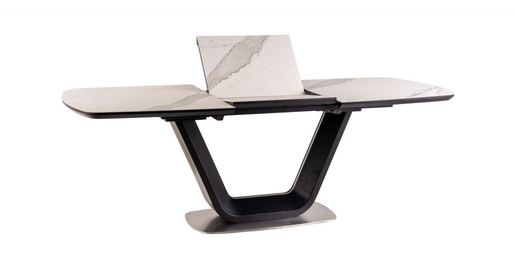 Masa extensibila dreptunghiulara din Ceramica Alb/Negru de 8-10 persoane L160/220x90cm Armani