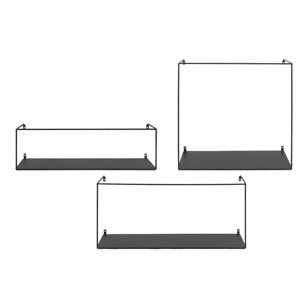 Set 3 polite din Metal Negru L50/55/40xH15/20/40cm Ulmo