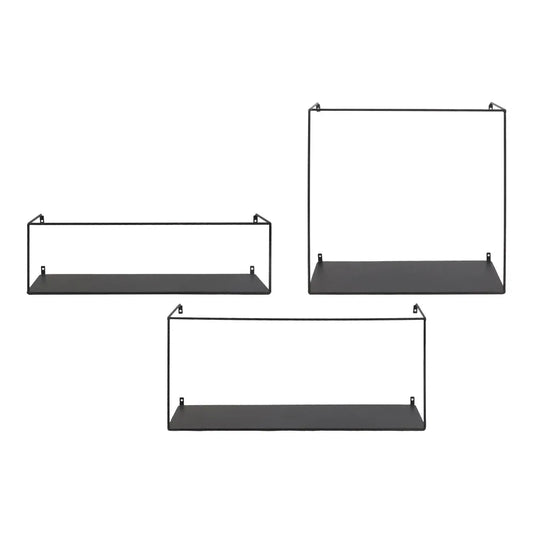 Set 3 polite din Metal Negru L50/55/40xH15/20/40cm Ulmo