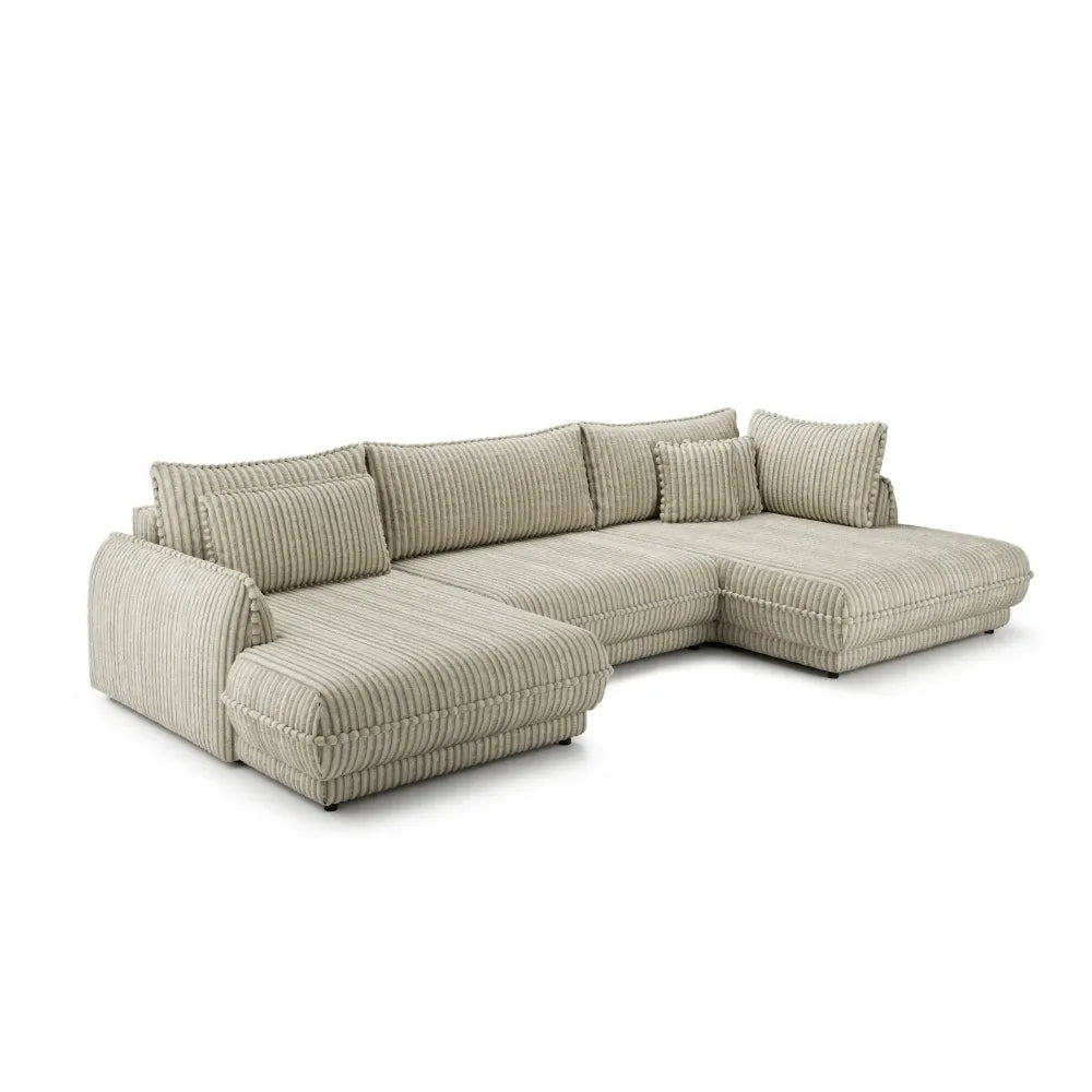 Coltar extensibil in forma de U cu spatiu depozitare din Corduroy Bej Mojave III