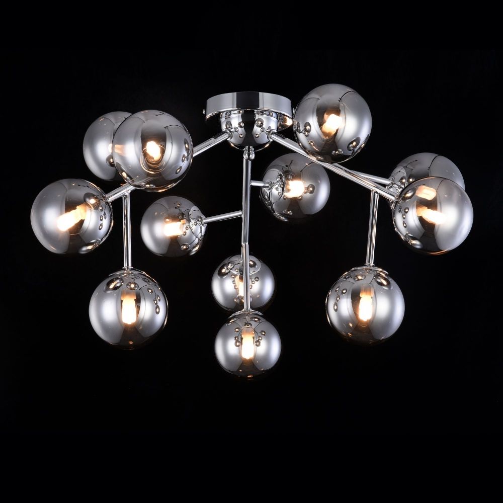Candelabru Rotund din Metal si Sticla Argintiu/Negru Dallas D60xH20cm