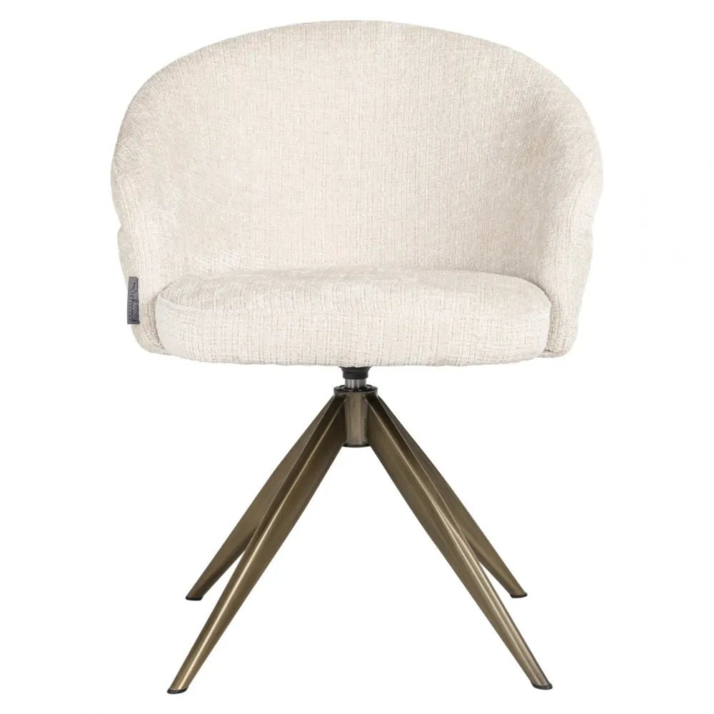 Scaun tapitat cu Chenille Bej cu picioare din Metal Auriu H79xL60xA61cm Zendaya Richmond Interiors