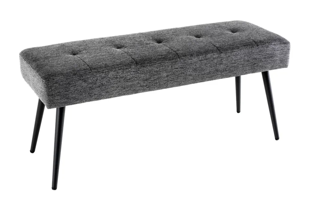 Bancheta din Metal Negru si Stofa Gri H35xL100cm Boutique