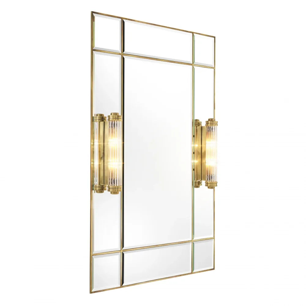 Oglinda cu iluminare din Metal/MDF Alama L90xH140cm Beaumont Eichholtz