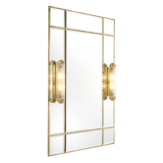 Oglinda cu iluminare din Metal/MDF Alama L90xH140cm Beaumont Eichholtz