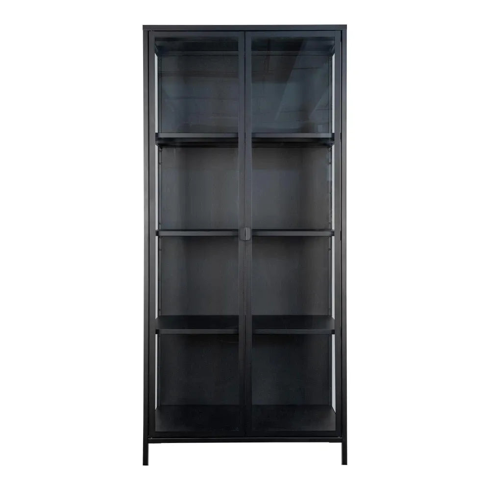 Dulap cu 2 usi din Sticla transparenta si Metal Negru L80xH175cm Brisbane
