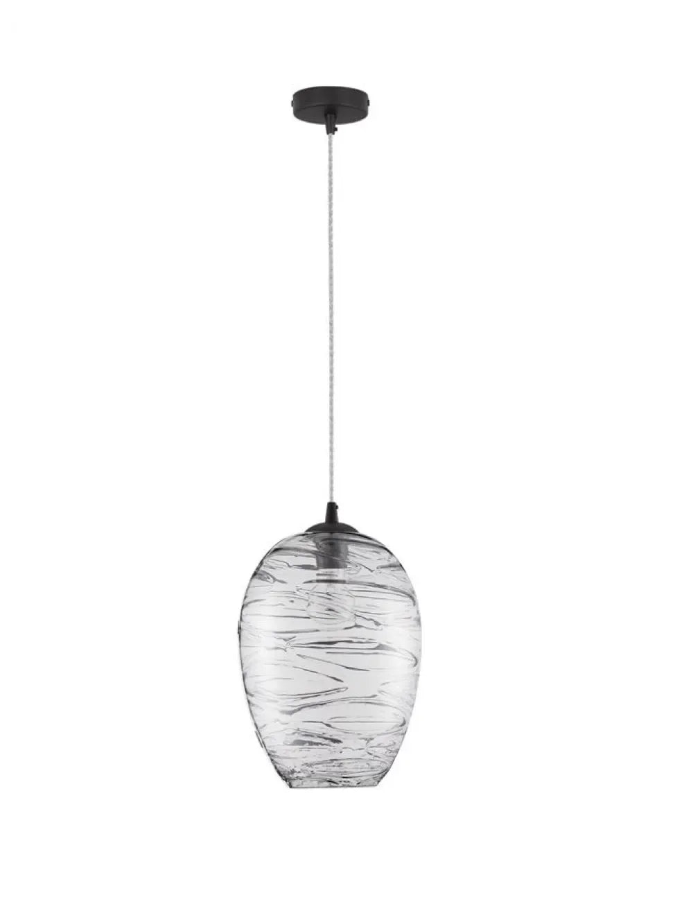 Pendul structura din Metal Negru si abajur din Sticla Gri deschis H120xL23cm IP20 EVLEEN