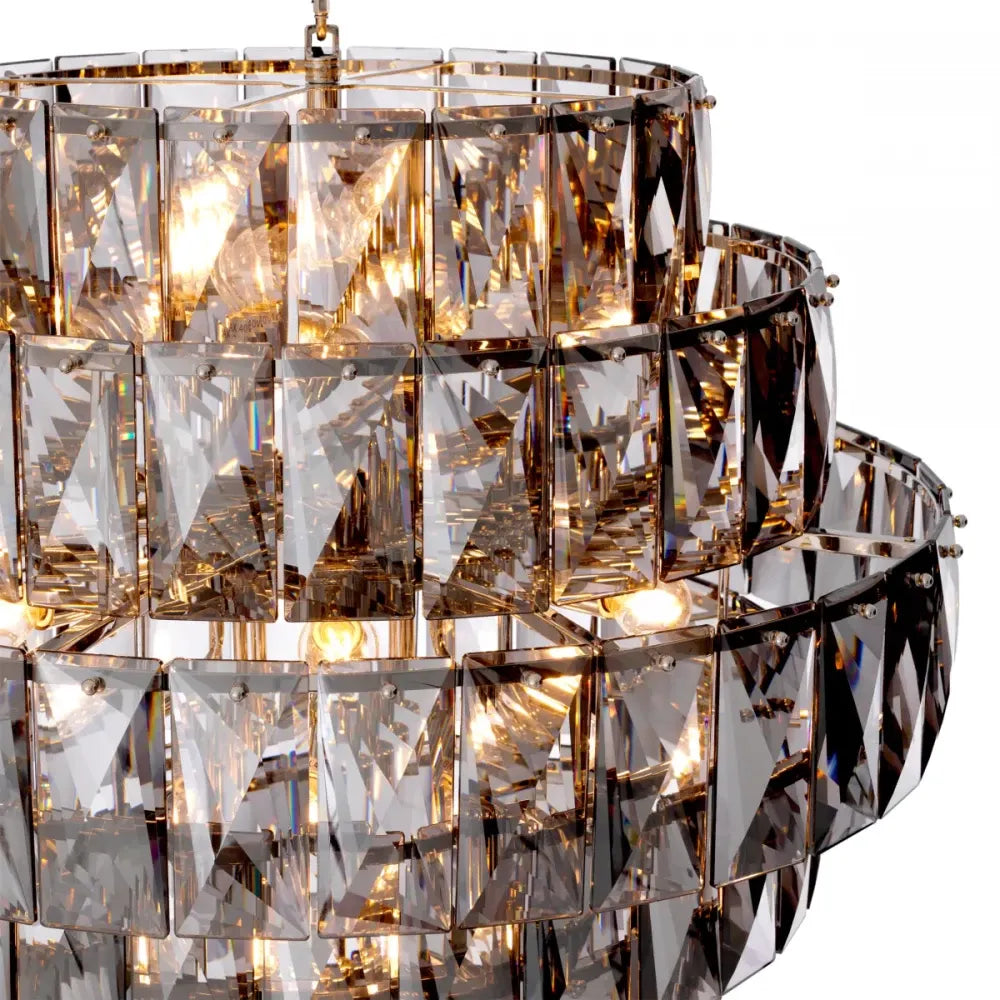 Candelabru din Metal Argintiu si Cristal Fumuriu H80xD80cm Amazone L Eichholtz