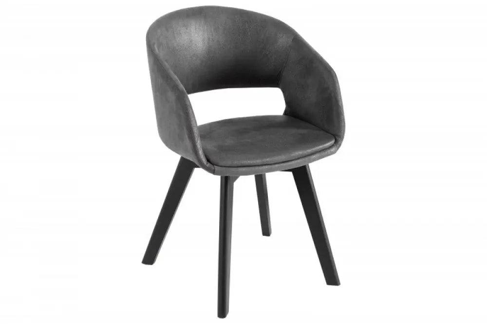 Scaun tapitat cu Microfibra Gri cu picioare din Lemn de fag Negru H80xL54xA54cm Nordic Star