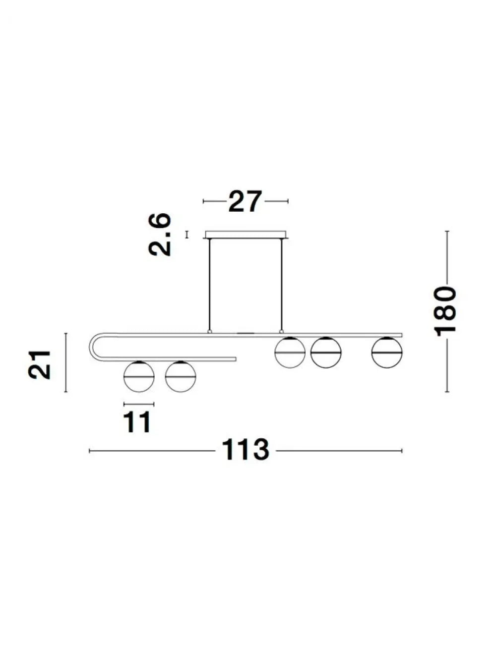 Lustra structura din Metal Auriu si abajur din Sticla Alb H180xL113cm IP20 CANTONA