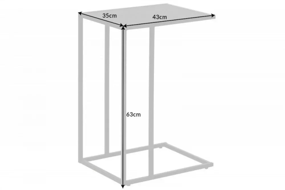 Masuta laterala Dreptunghiulara din Lemn stratificat Gri antracit si Metal Negru L43xH63cm Slim