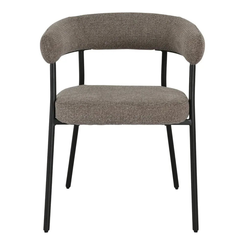 Set 2 scaune din Stofa Maro si Metal Negru L56xH77cm Trivio