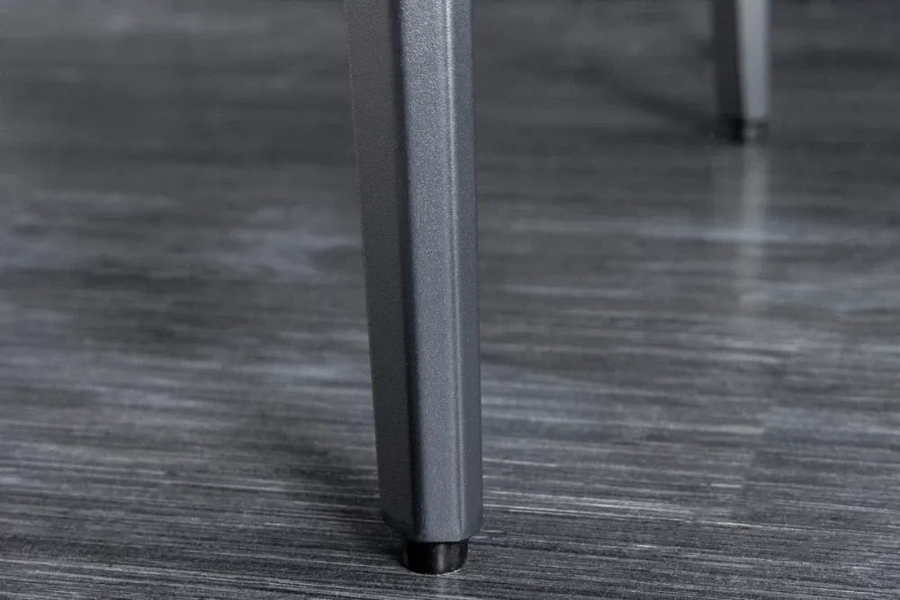 Masa din Ceramica Alb cu efect de marmura si Metal Negru L180xH76cm Milano