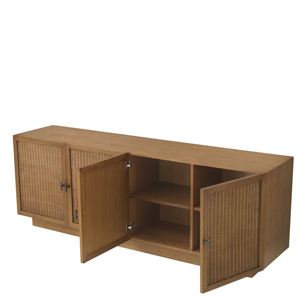 Comoda din Furnir de stejar/Ratan Maro L220xH78cm Borchard Eichholtz