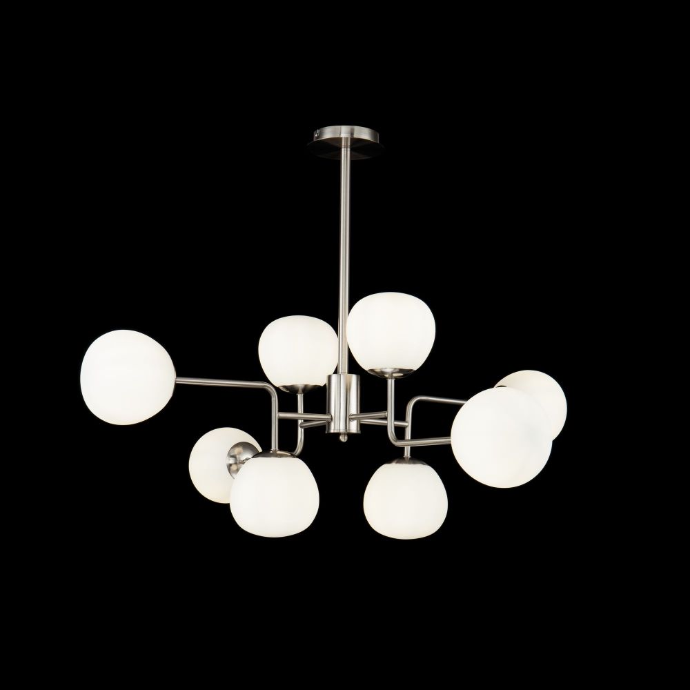 Lustra ovala cu inaltime reglabila din Sticla Alb cu 8 becuri L96x57xH129cm Erich