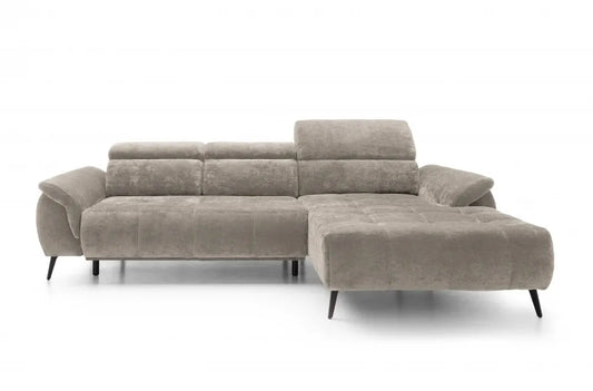 Coltar extensibil electric tapitat cu Chenille Bej cu lada depozitare Genova I