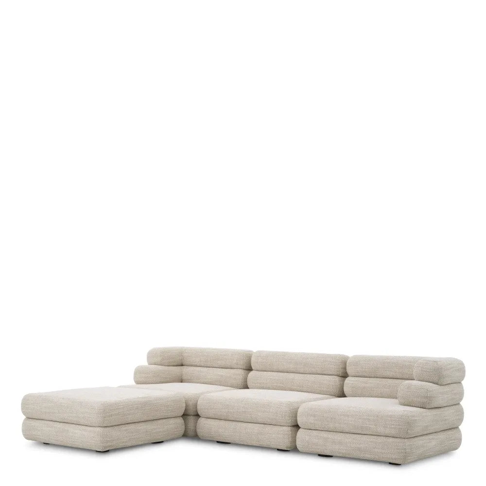 Puf tapitat cu Stofa  Bej L92xA92xH40cm Malaga Eichholtz