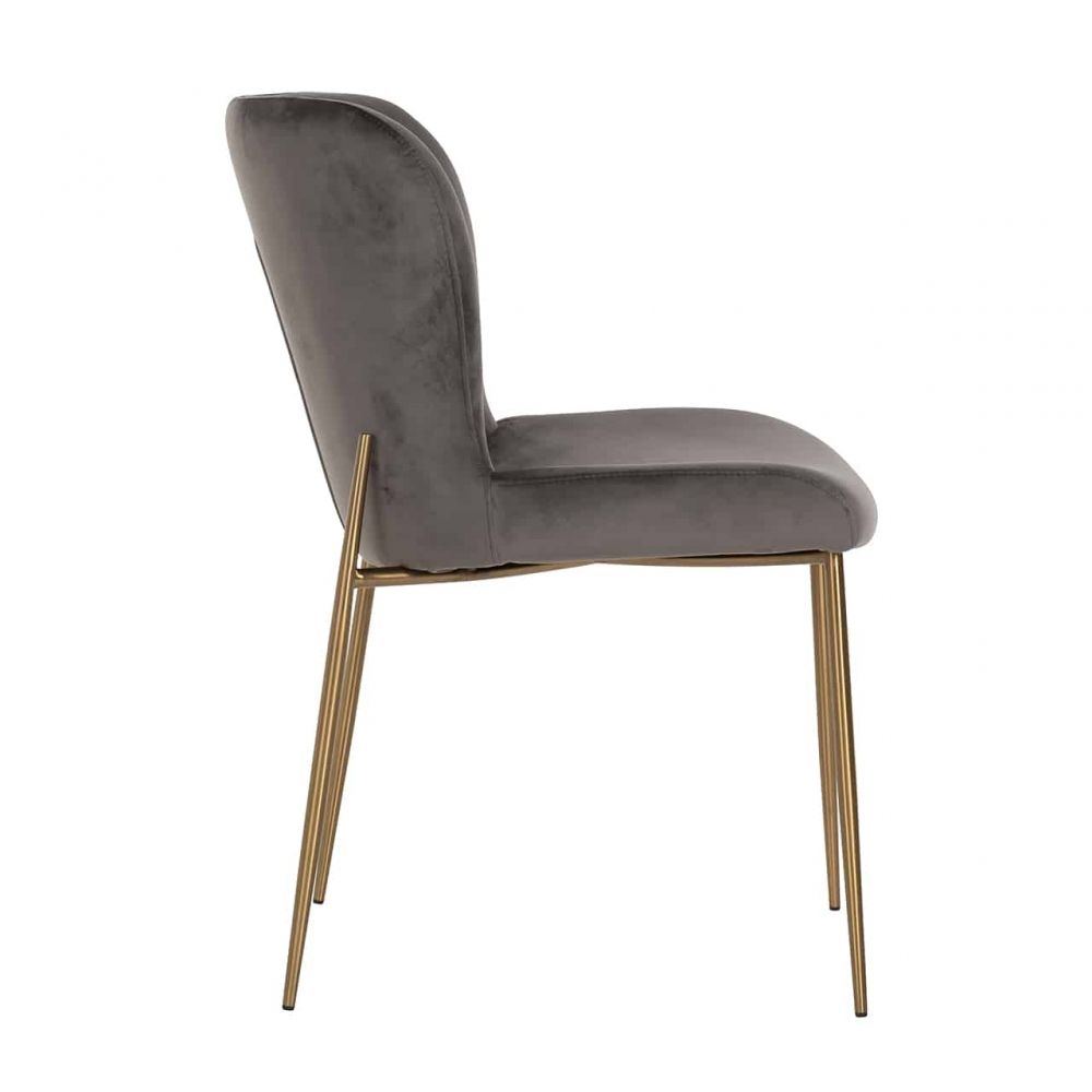 Scaun din Catifea si Metal Gri/Auriu H85xL49xA64cm Odessa Richmond Interiors