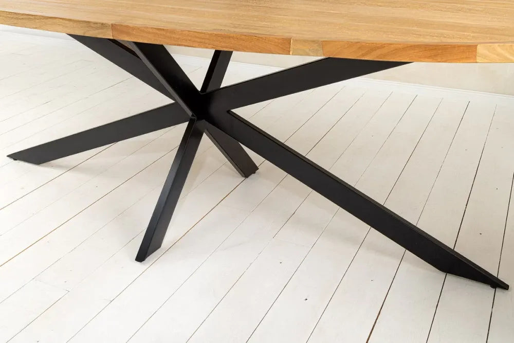 Masa ovala din Lemn de mango Maro si Metal Negru L240xH76cm Galaxie