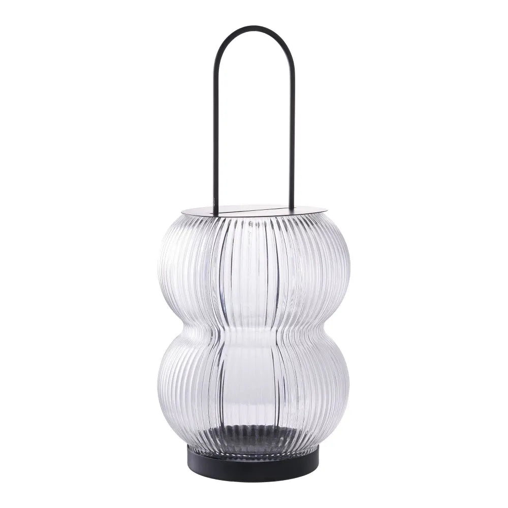 Felinar din Metal/Sticla Negru/Transparent H36xD16cm Lucena