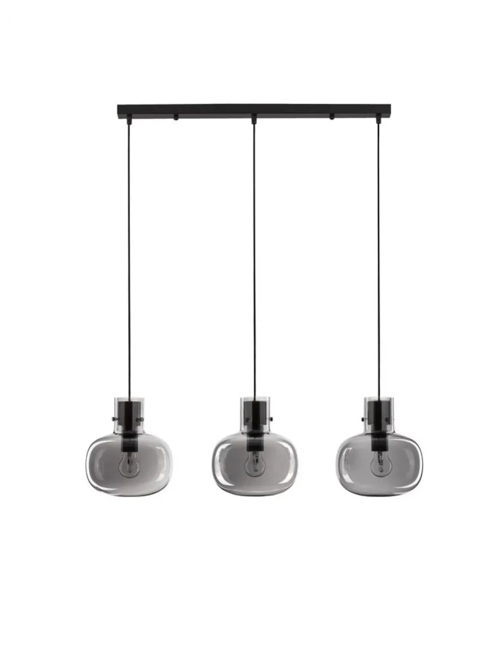 Lustra structura din Metal Negru si abajur din Sticla Fumuriu H175xL86cm IP20 CINZIA