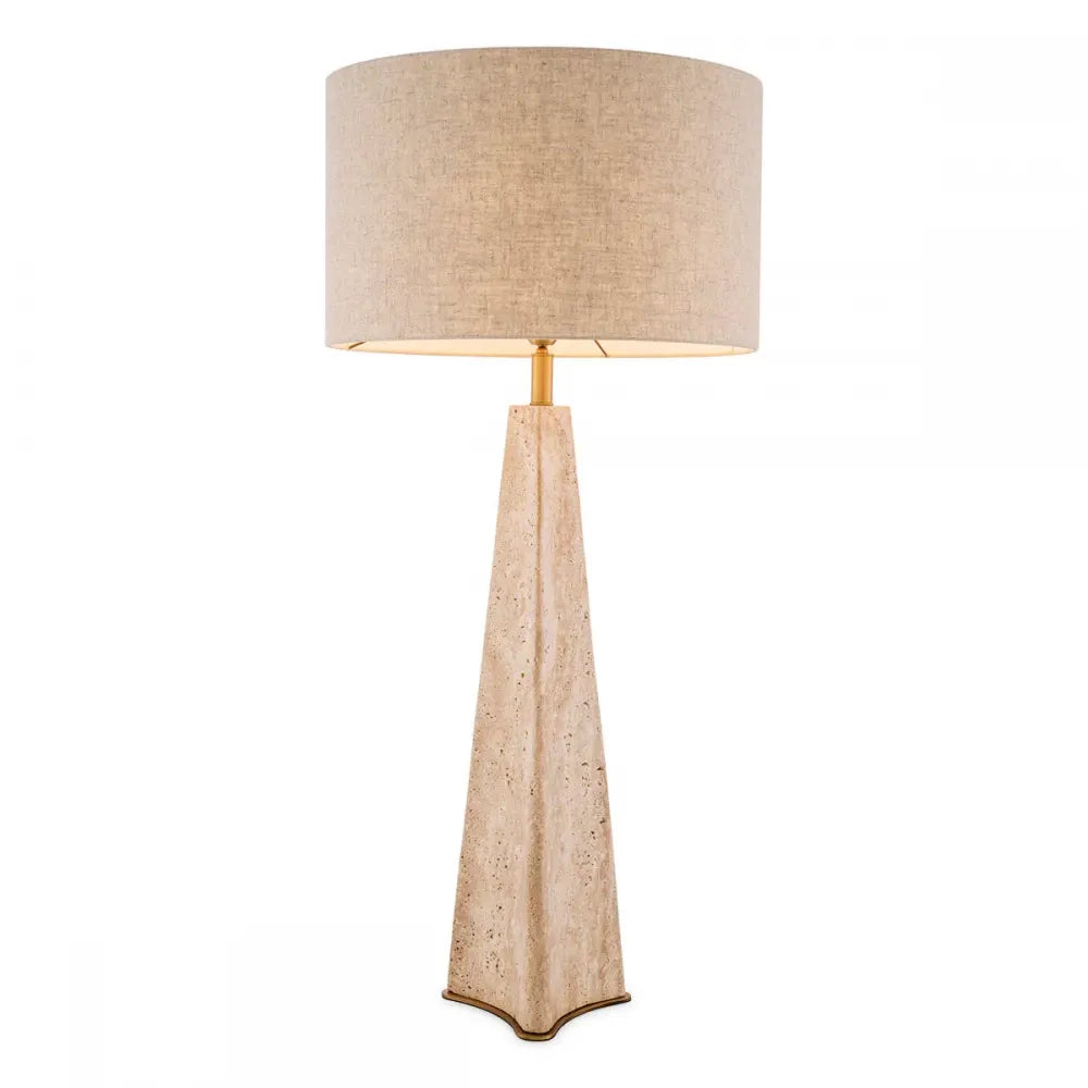 Lampa de podea din Metal/Travertin Alama/Bej si Textil Bej H106.5xD48cm Benson  Eichholtz