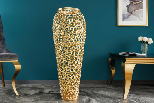 Vaza decorativa din Metal Auriu H92xL34cm Abstract Leaf