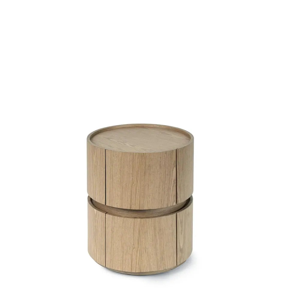 Noptiera rotunda cu 2 sertare Timeo de culoare stejar L40xH50cm