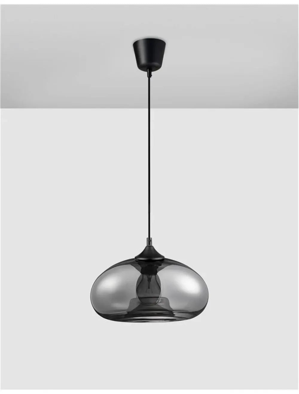 Pendul structura din Metal Negru si abajur din Sticla Crom H120xL28cm IP20 SAVAZ