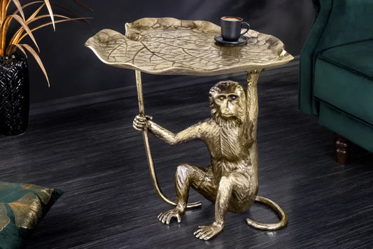 Masuta laterala din Metal Auriu L55xH55cm Wildlife monkey