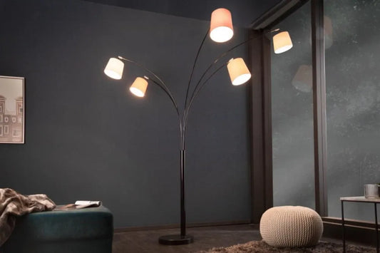 Lampa de podea din Metal Negru si Textil Bej/Maro H205xL120cm Levels