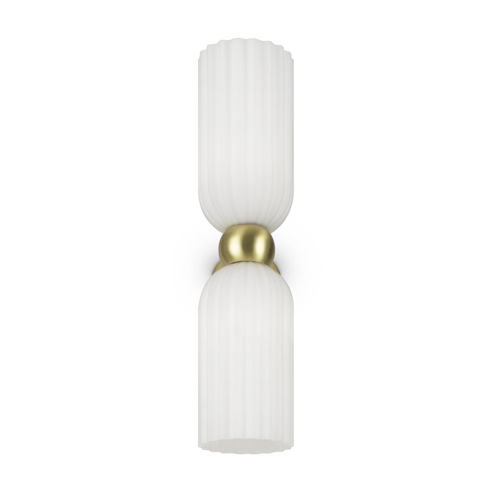 Aplica de perete Metal si Sticla Auriu/Alb D10xH44cm Antic