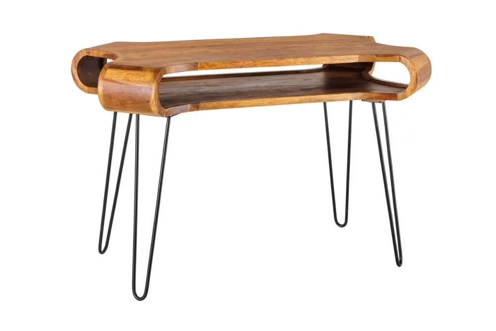 Birou din Lemn de sheesham Maro si Metal Negru L120xH78cm ORGANIC LIVING