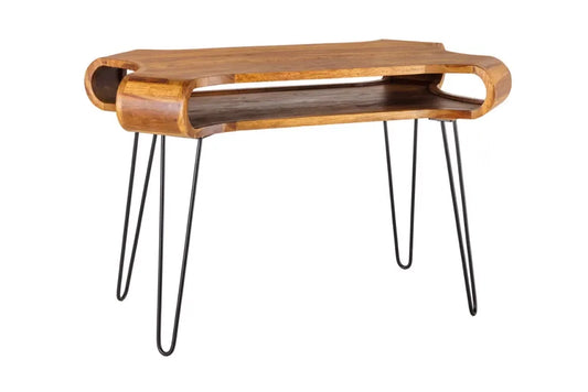 Birou din Lemn de sheesham Maro si Metal Negru L120xH78cm ORGANIC LIVING