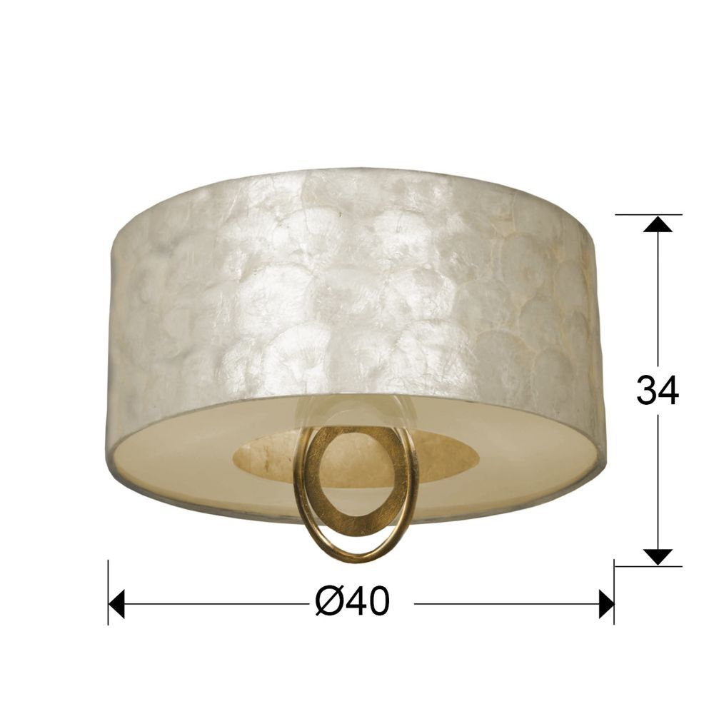Plafoniera Rotunda din Metal si Sidef Auriu/Crem Eden D40xH34cm