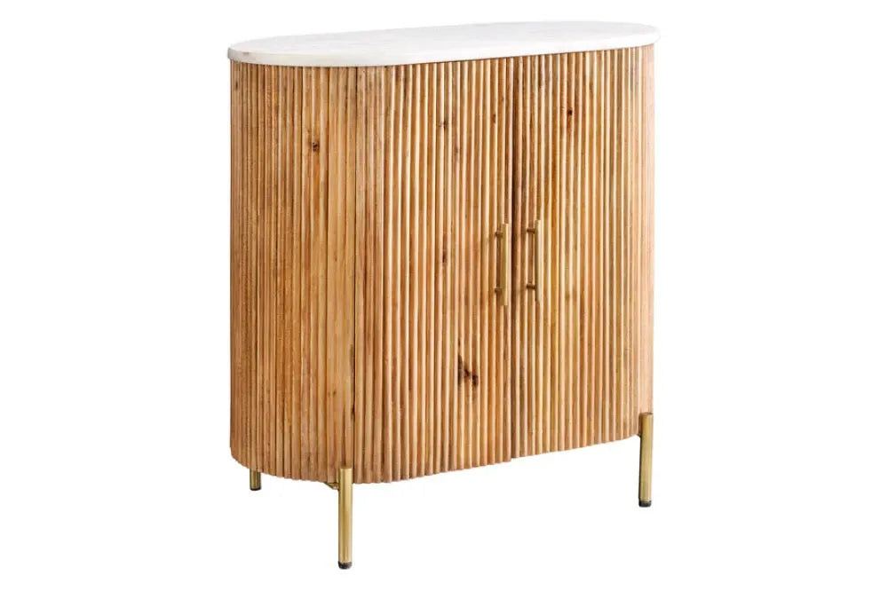 Comoda din Marmura Alb si Metal/Lemn de mango Auriu/Maro L70xH76cm TRES CHIC