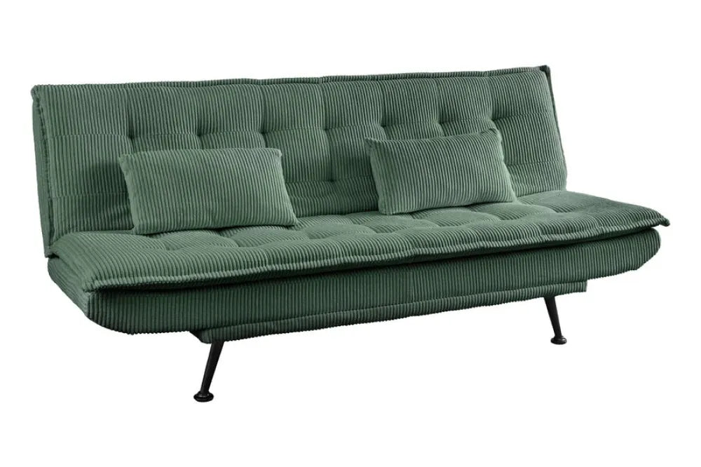 Canapea cu functie pat tapitata cu Catifea raiata Verde L195cm Jazz