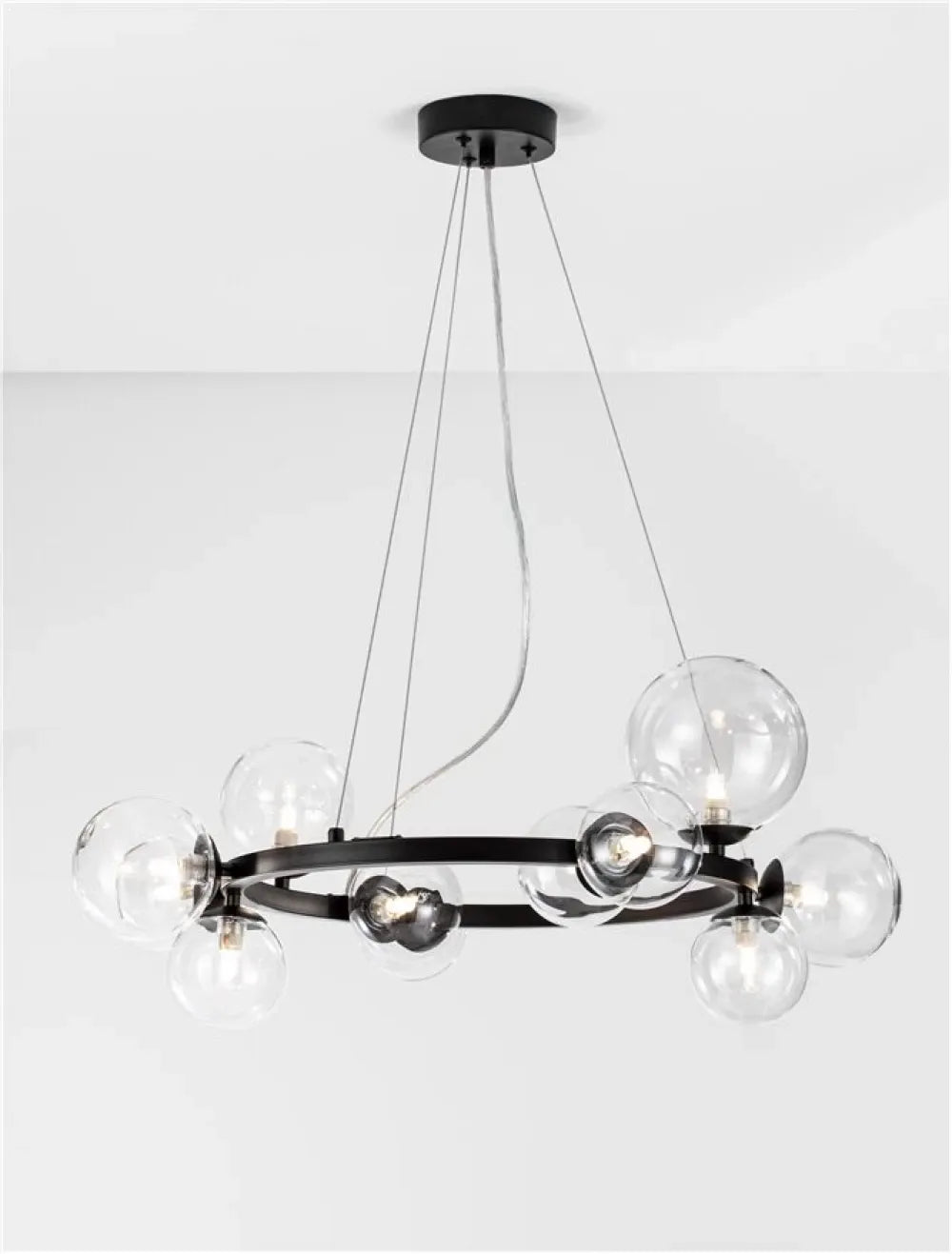 Lustra structura din Metal Negru si abajur din Sticla Transparent H120xL65cm IP20 ODILLIA