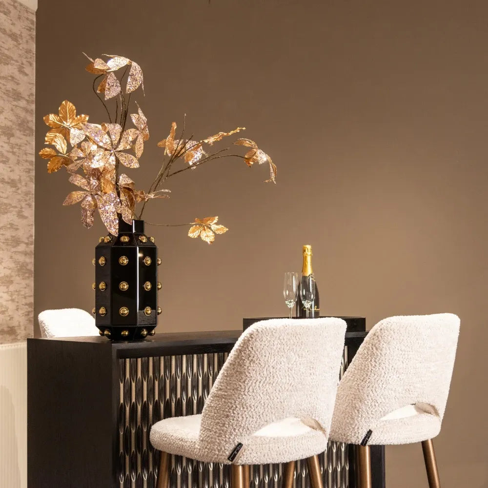 Vaza decorativa din Aluminiu|MDF|Plastic|Sticla Negru/Auriu L22xH39cm Justa