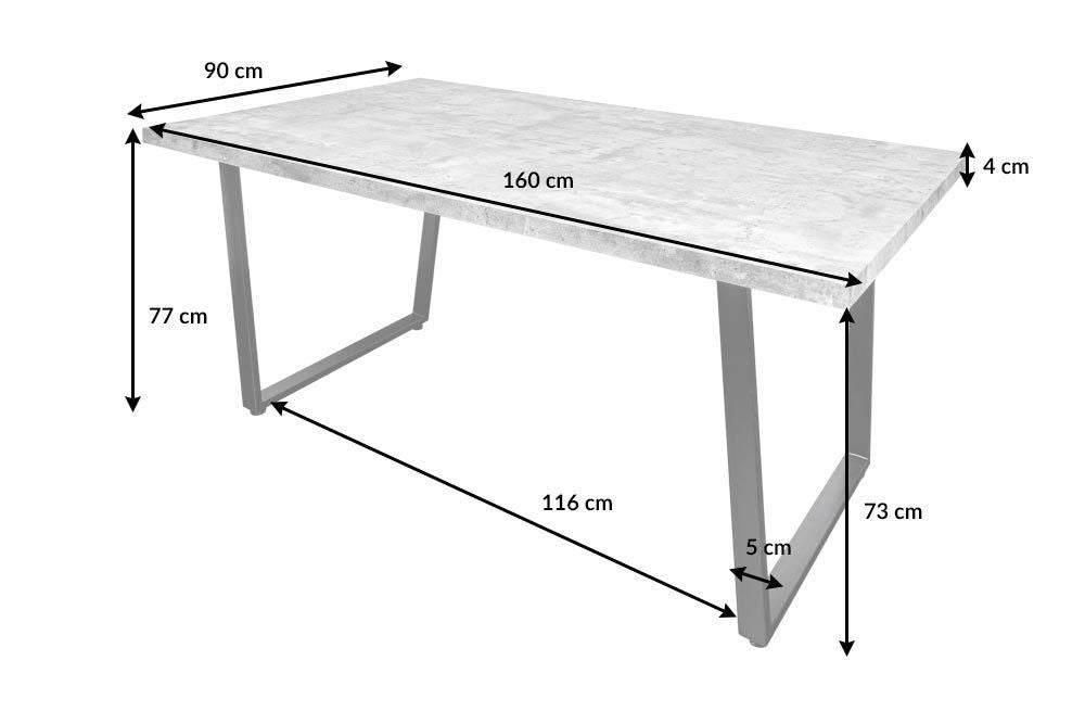 Masa dreptunghiulara din MDF Gri/Negru de 6 persoane L160x90cm Loft
