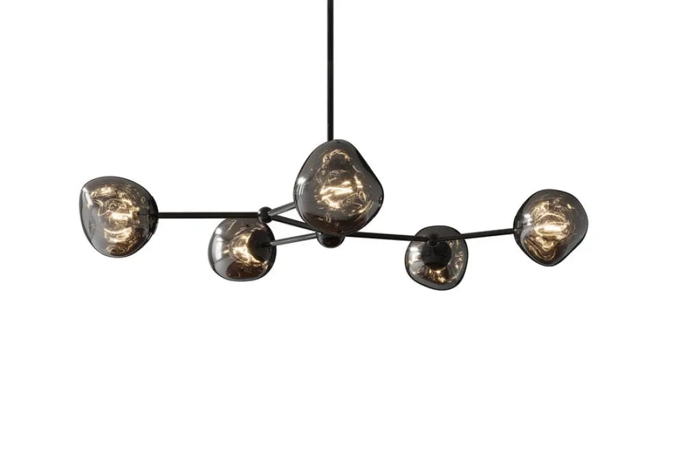 Lustra din Metal Negru si Sticla Fumuriu L91xH49cm LIQUID DIAMOND