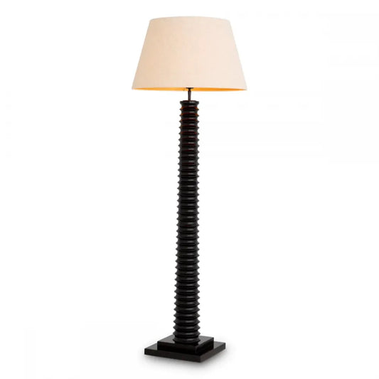 Lampa de podea din Lemn/Granit Negru si Textil Bej H160xL29.5cm Callao Eichholtz
