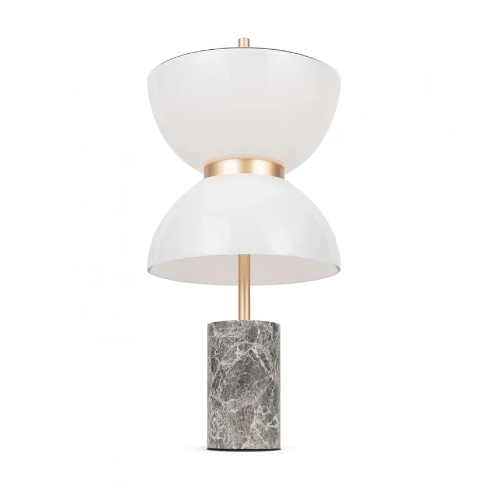 Veioza din Metal/Marmura Auriu/Gri si Abajur din Sticla Alb 11W 500lm 3000k D22xH46cm Kyoto